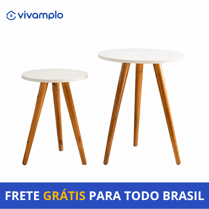 Mesa Redonda de Apoio Lateral para Sofá em MDF/MDP e Madeira.