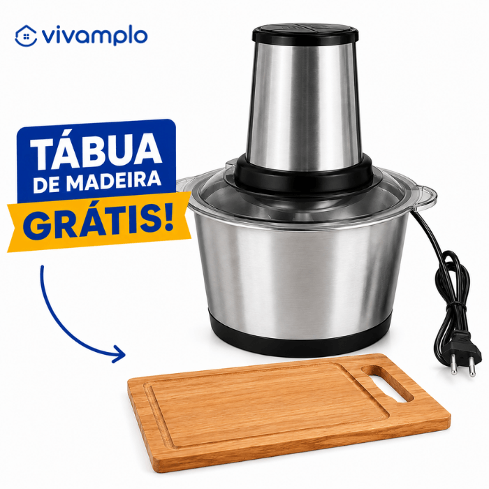 Triturador Elétrico ChefPro 2L Bivolt + Tábua de Madeira Grátis