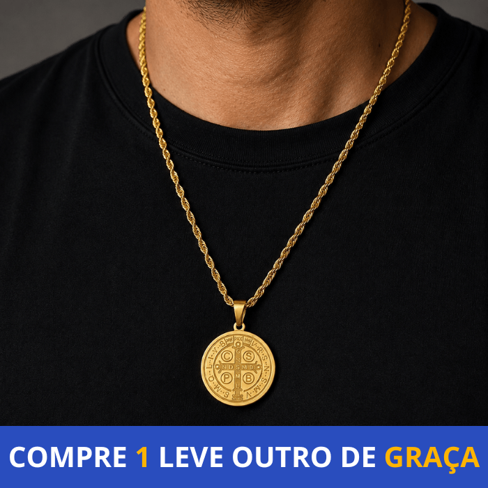 Corrente Medalha de São Bento- Banhado a Ouro ou Prata [Compre 1 & Leve 2]