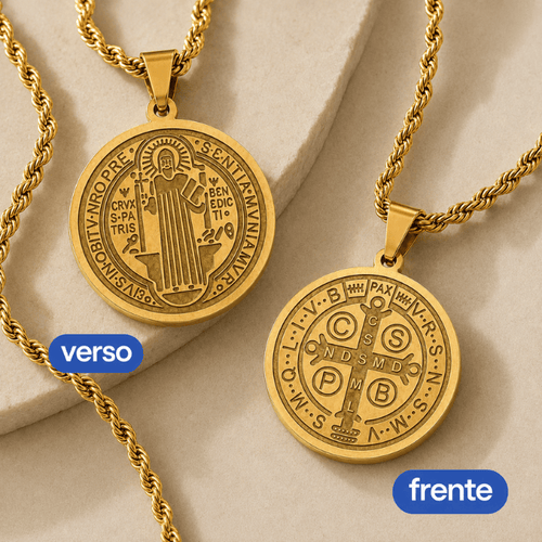 Corrente Medalha de São Bento- Banhado a Ouro ou Prata [Compre 1 & Leve 2]
