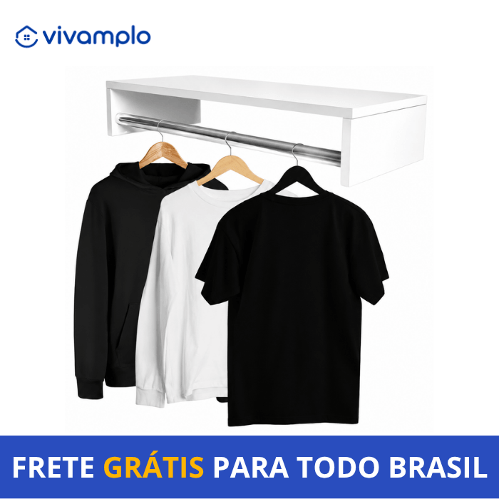 Cabideiro Arara de Parede 60 cm para Closet