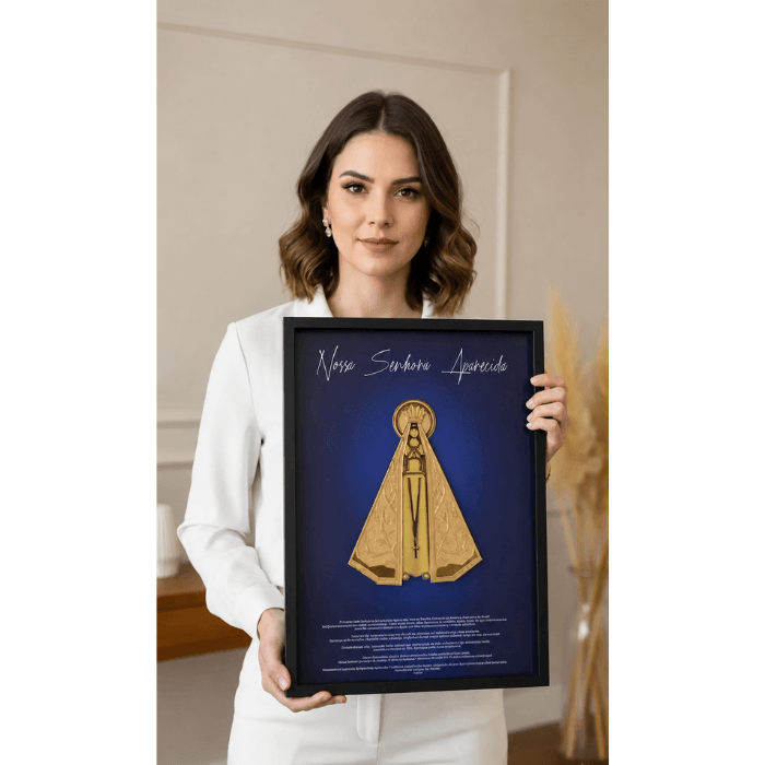 Quadro Decorativo Nossa Senhora Aparecida 3D com Moldura Premium [Compre 1 & Leve 2]