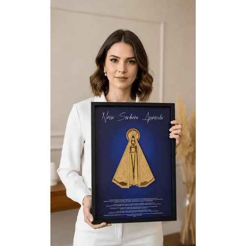 Quadro Decorativo Nossa Senhora Aparecida 3D com Moldura Premium [Compre 1 & Leve 2]