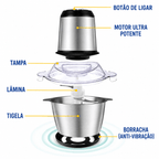 Triturador Elétrico ChefPro 2L Bivolt + Tábua de Madeira Grátis