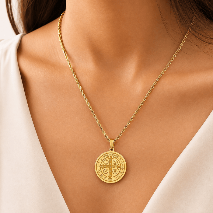 Corrente Medalha de São Bento- Banhado a Ouro ou Prata [Compre 1 & Leve 2]