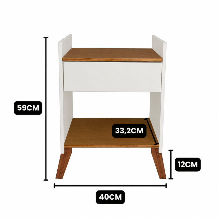 Mesa de Cabeceira com Gaveta e Nicho para Quarto.